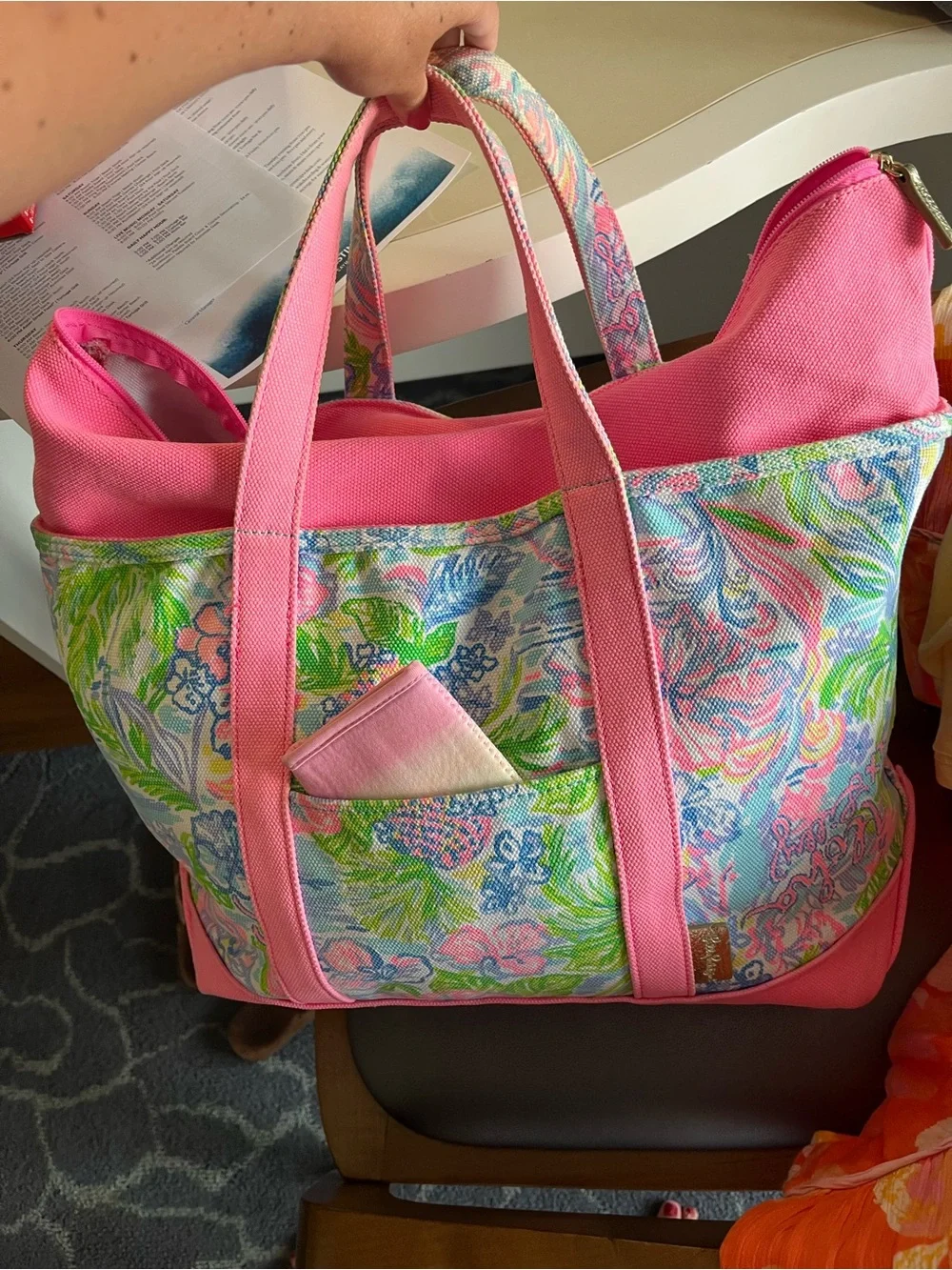 Lilly Pulitzer beach tote bag